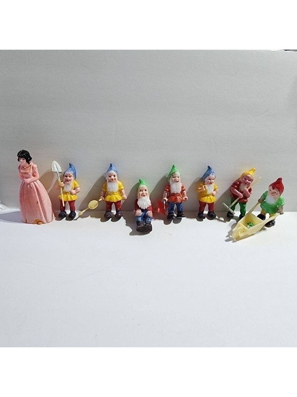 Vintage 40's cake toppers Snow White and The Seven Dwarfs plastic figures